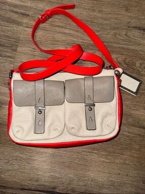 Marc by Marc Jacobs Grey/Red Leather Werdie Camera Crossbody Bag